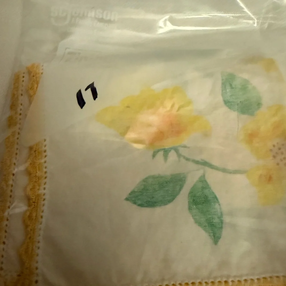Vintage Floral Handkerchief with Lace Trim set of 2 #17